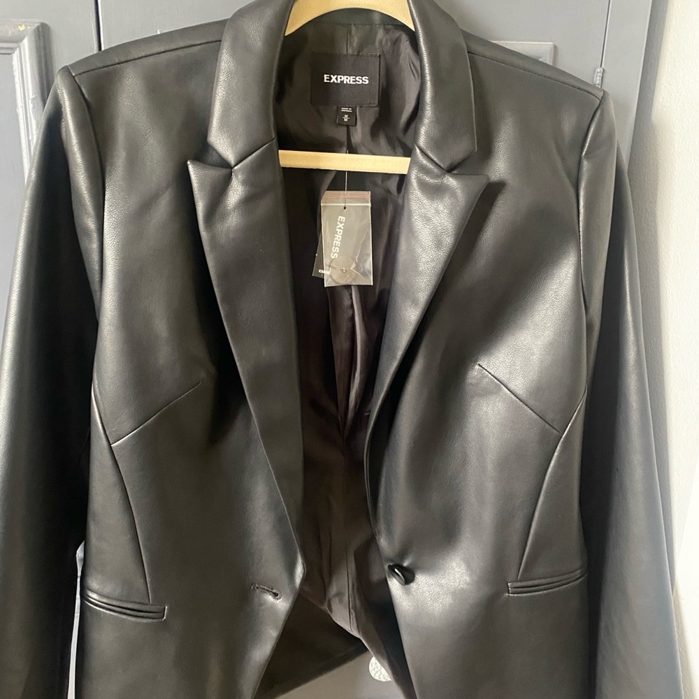 Express Black Faux Leather Blazer